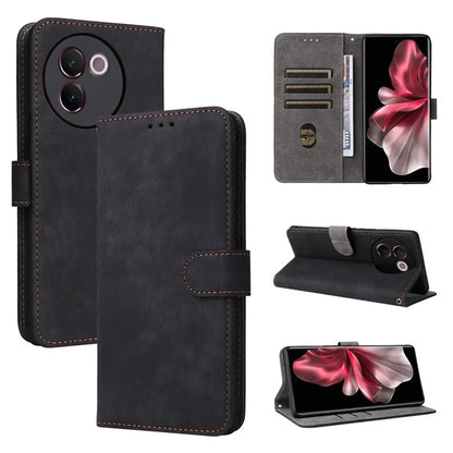 For vivo V30e 5G Case RFID Blocking Leather Wallet Phone Cover with Strap