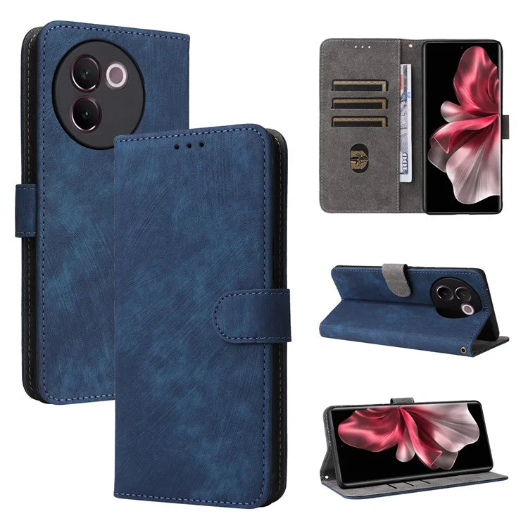 For vivo V30e 5G Case RFID Blocking Leather Wallet Phone Cover with Strap