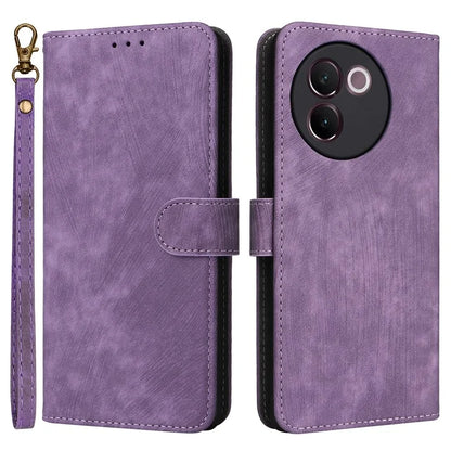 For vivo V30e 5G Case RFID Blocking Leather Wallet Phone Cover with Strap