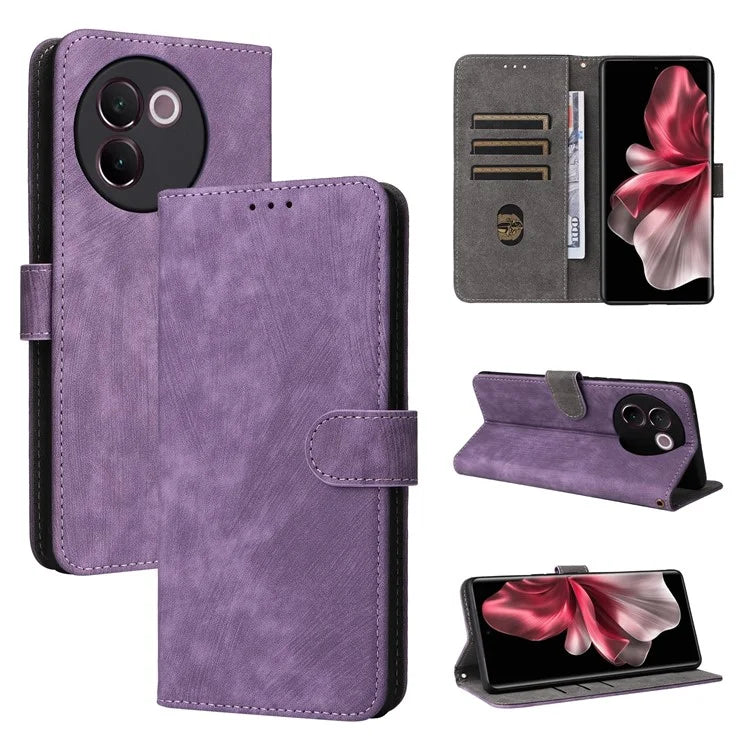 For vivo V30e 5G Case RFID Blocking Leather Wallet Phone Cover with Strap