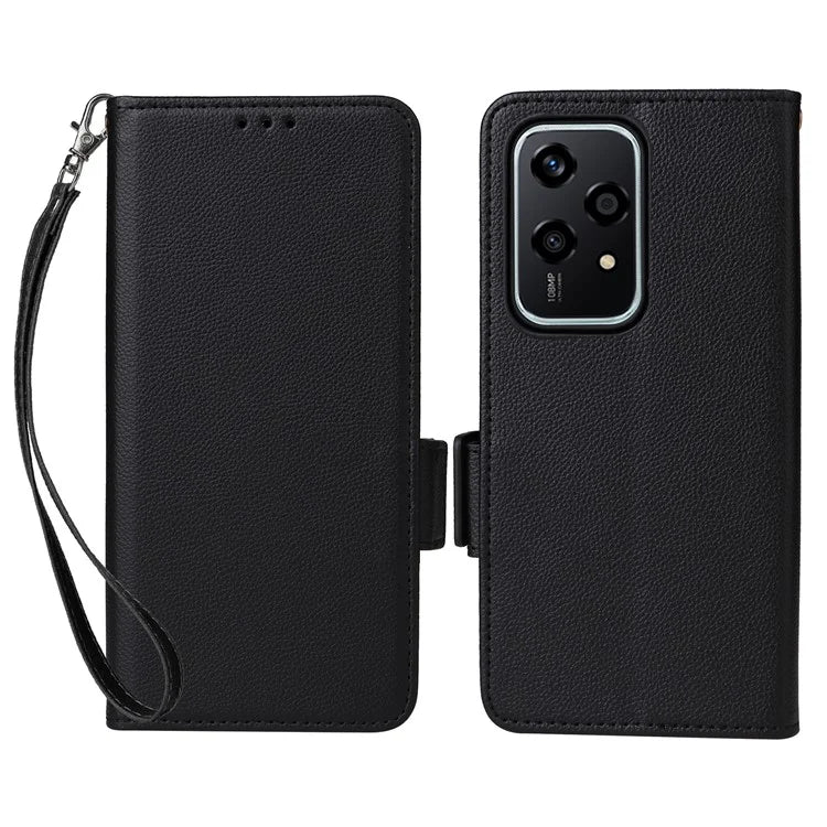 For Honor 200 Lite Case with Hand Strap PU Leather Wallet Phone Cover