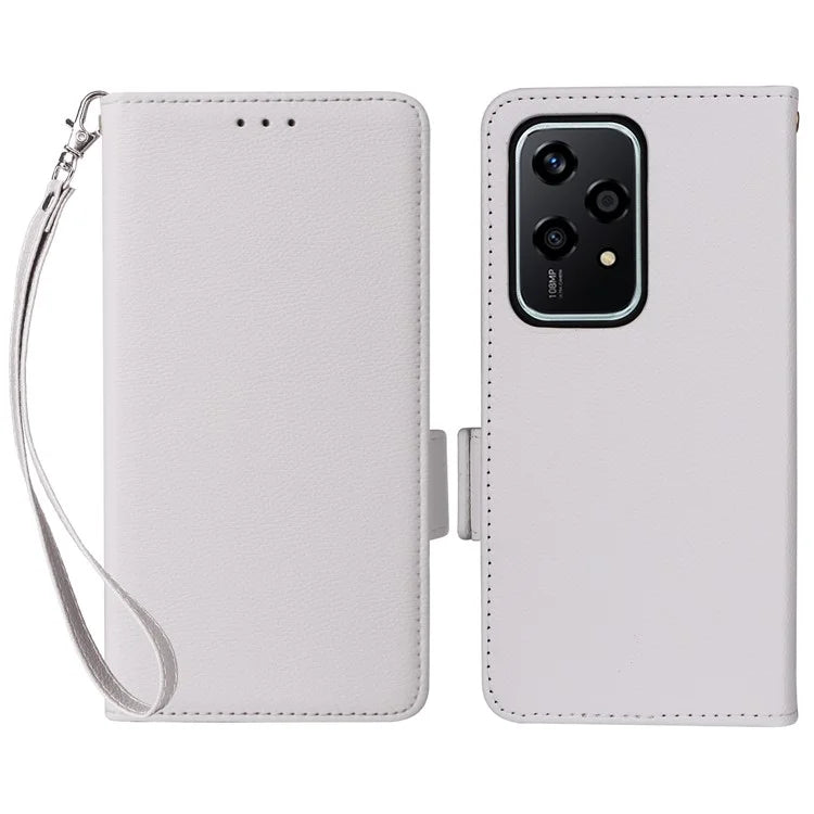 For Honor 200 Lite Case with Hand Strap PU Leather Wallet Phone Cover