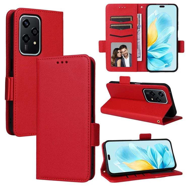 For Honor 200 Lite Case with Hand Strap PU Leather Wallet Phone Cover