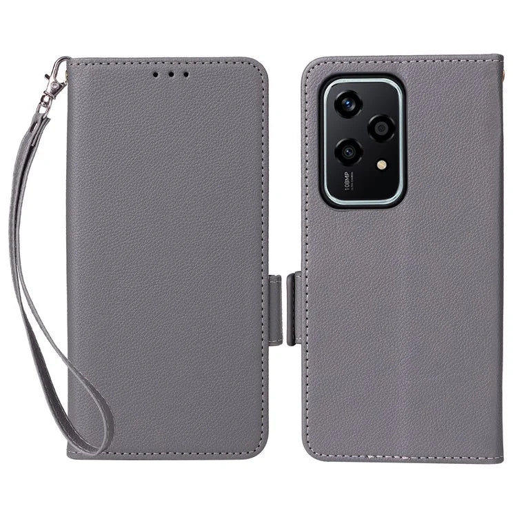 For Honor 200 Lite Case with Hand Strap PU Leather Wallet Phone Cover