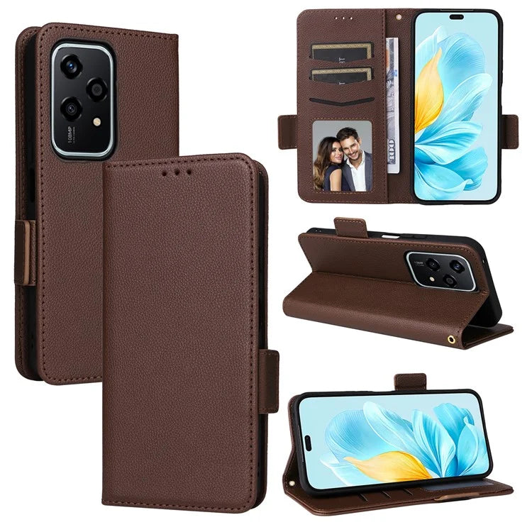 For Honor 200 Lite Case with Hand Strap PU Leather Wallet Phone Cover