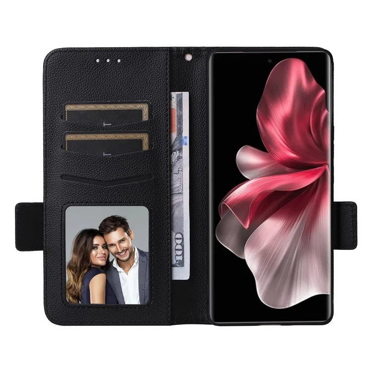 For vivo V30e 5G Wallet Case Litchi Texture Stand Leather Phone Cover