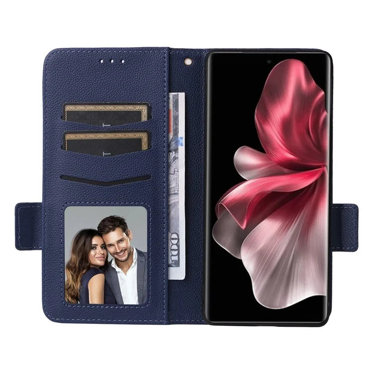 For vivo V30e 5G Wallet Case Litchi Texture Stand Leather Phone Cover
