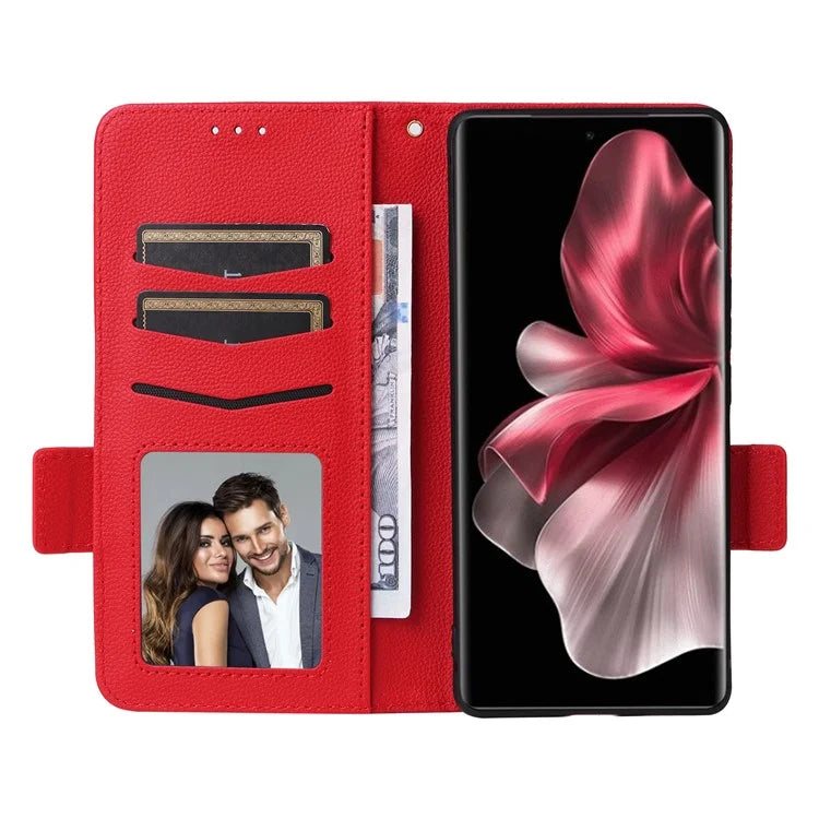 For vivo V30e 5G Wallet Case Litchi Texture Stand Leather Phone Cover