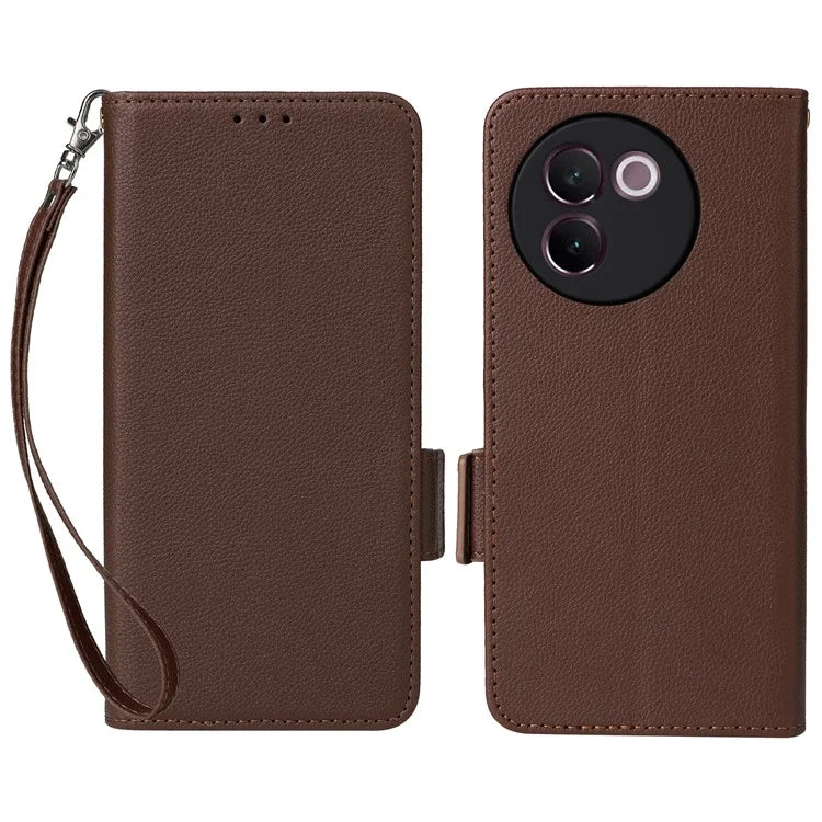 For vivo V30e 5G Wallet Case Litchi Texture Stand Leather Phone Cover