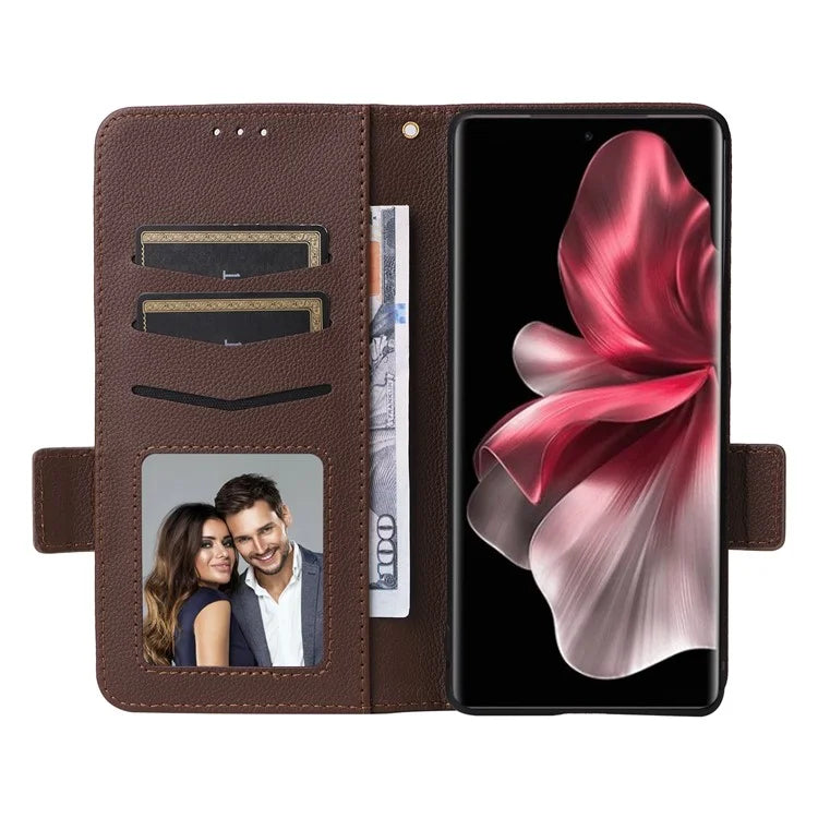 For vivo V30e 5G Wallet Case Litchi Texture Stand Leather Phone Cover