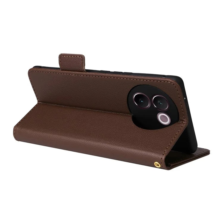 For vivo V30e 5G Wallet Case Litchi Texture Stand Leather Phone Cover