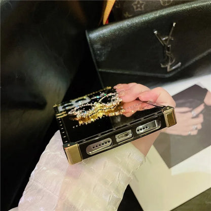 For iPhone 14 Pro Max Electroplated Cover TPU+PC Drop-Proof Phone Case with Butterfly Kickstand