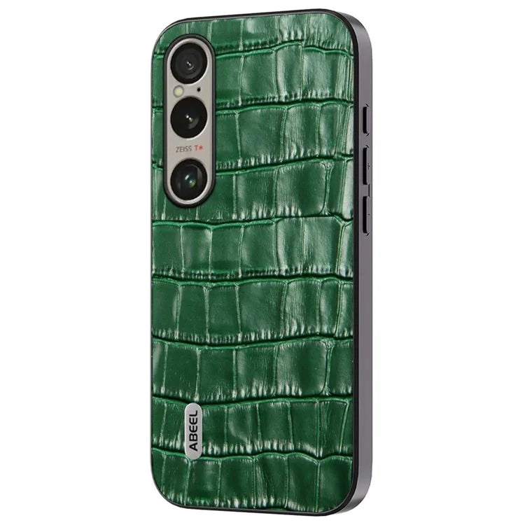 ABEEL For Sony Xperia 1 VI Shockproof Phone Case Genuine Cow Leather+PC+TPU Hybrid Cover