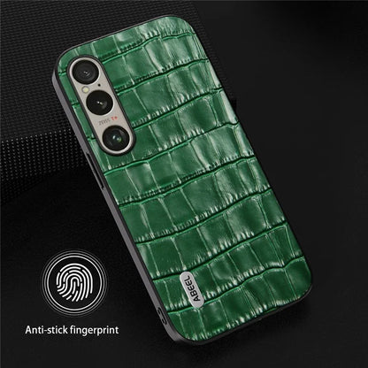 ABEEL For Sony Xperia 1 VI Shockproof Phone Case Genuine Cow Leather+PC+TPU Hybrid Cover