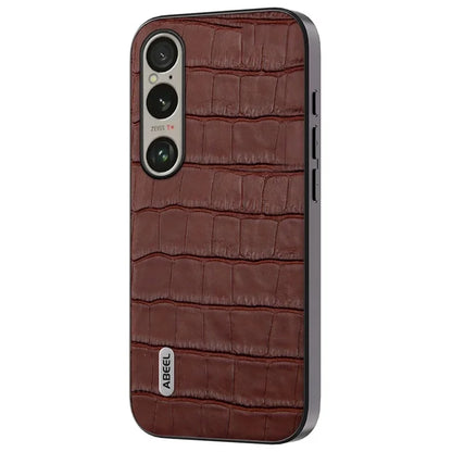 ABEEL For Sony Xperia 1 VI Shockproof Phone Case Genuine Cow Leather+PC+TPU Hybrid Cover