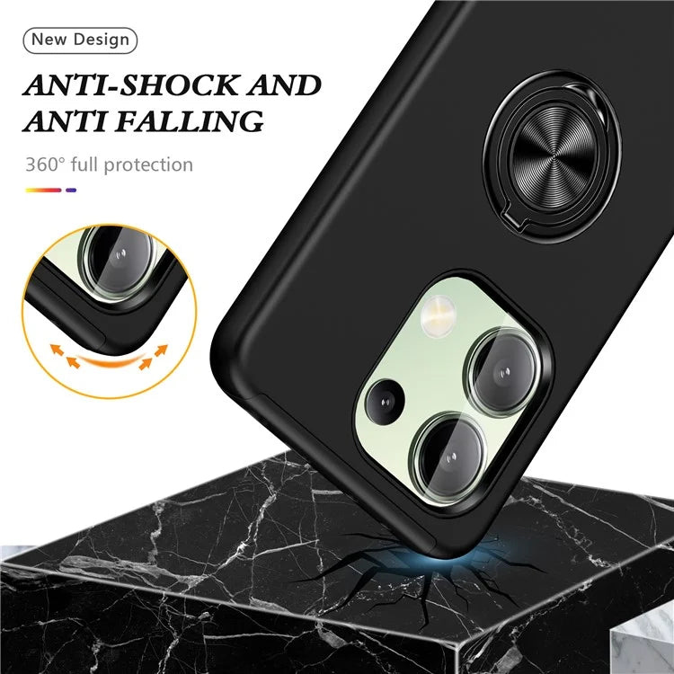 For Xiaomi Redmi Note 13 4G Case Anti-Drop PC+TPU Protective Cover with Rotary Kickstand