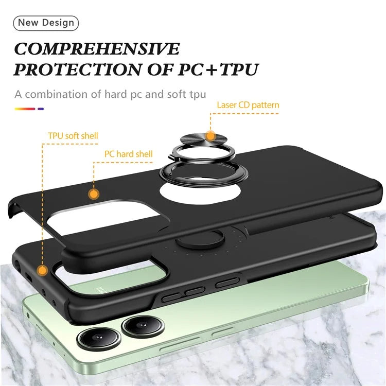 For Xiaomi Redmi Note 13 4G Case Anti-Drop PC+TPU Protective Cover with Rotary Kickstand