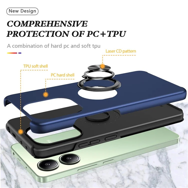 For Xiaomi Redmi Note 13 4G Case Anti-Drop PC+TPU Protective Cover with Rotary Kickstand