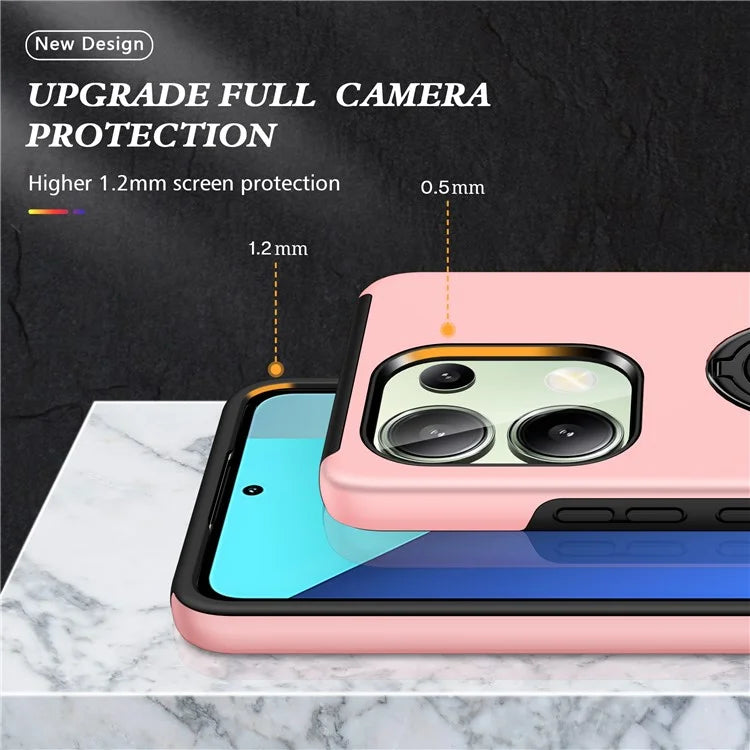 For Xiaomi Redmi Note 13 4G Case Anti-Drop PC+TPU Protective Cover with Rotary Kickstand