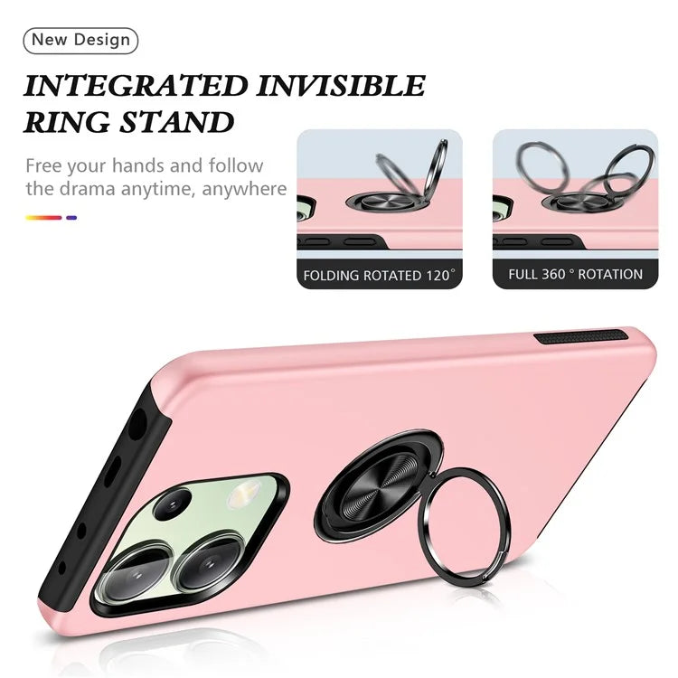 For Xiaomi Redmi Note 13 4G Case Anti-Drop PC+TPU Protective Cover with Rotary Kickstand
