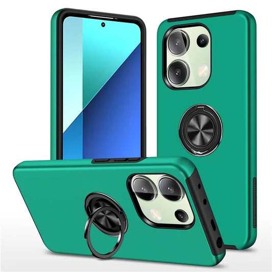 For Xiaomi Redmi Note 13 4G Case Anti-Drop PC+TPU Protective Cover with Rotary Kickstandish Green