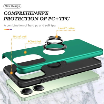 For Xiaomi Redmi Note 13 4G Case Anti-Drop PC+TPU Protective Cover with Rotary Kickstandish Green