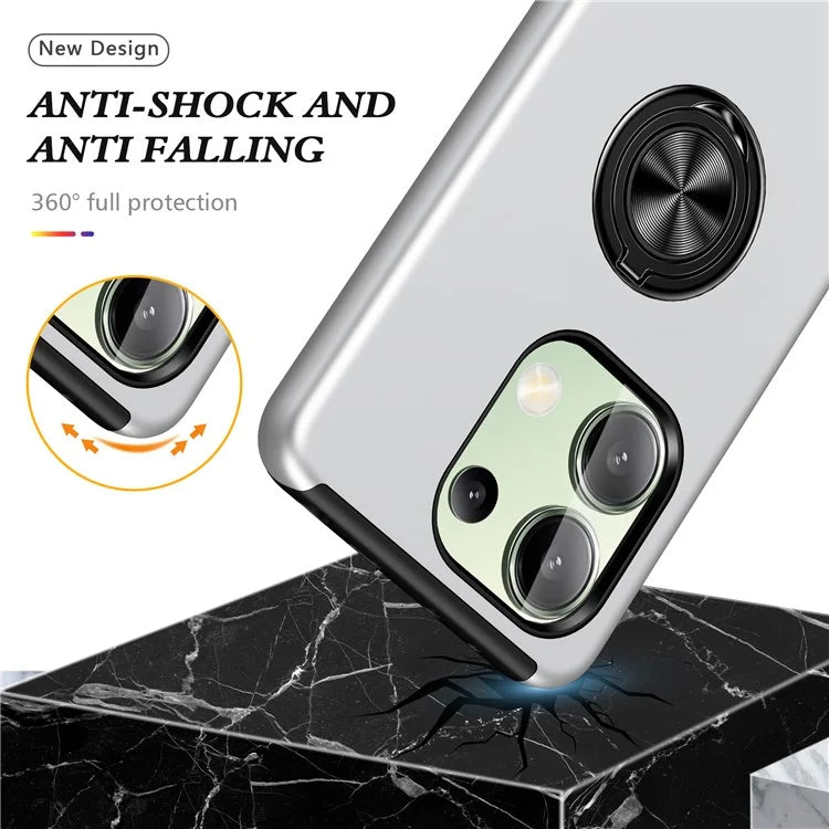 For Xiaomi Redmi Note 13 4G Case Anti-Drop PC+TPU Protective Cover with Rotary Kickstand