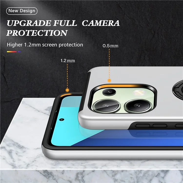 For Xiaomi Redmi Note 13 4G Case Anti-Drop PC+TPU Protective Cover with Rotary Kickstand