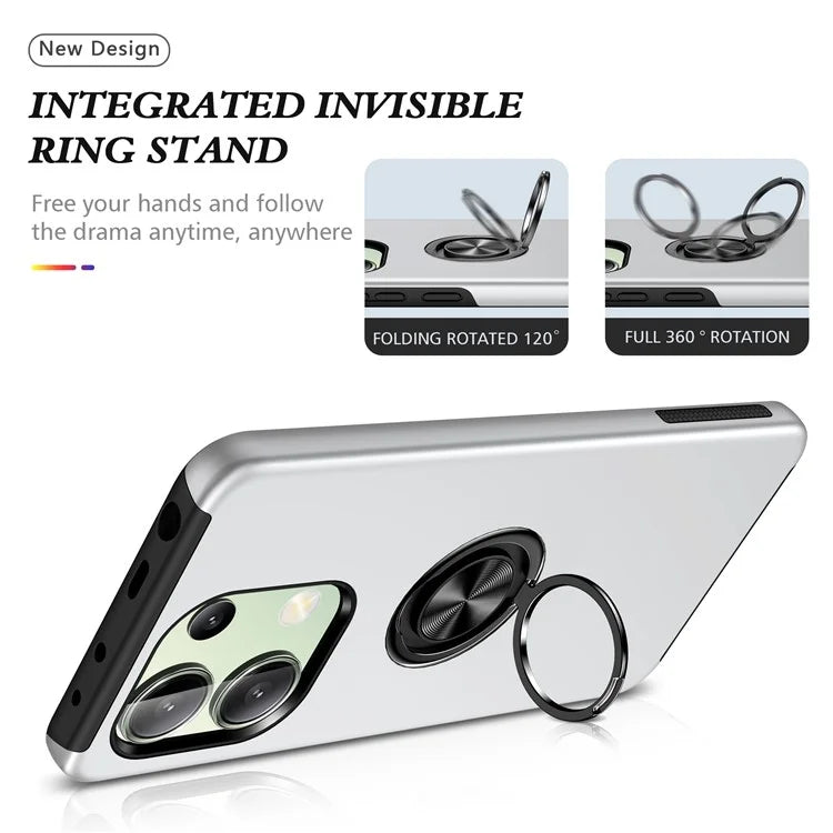 For Xiaomi Redmi Note 13 4G Case Anti-Drop PC+TPU Protective Cover with Rotary Kickstand
