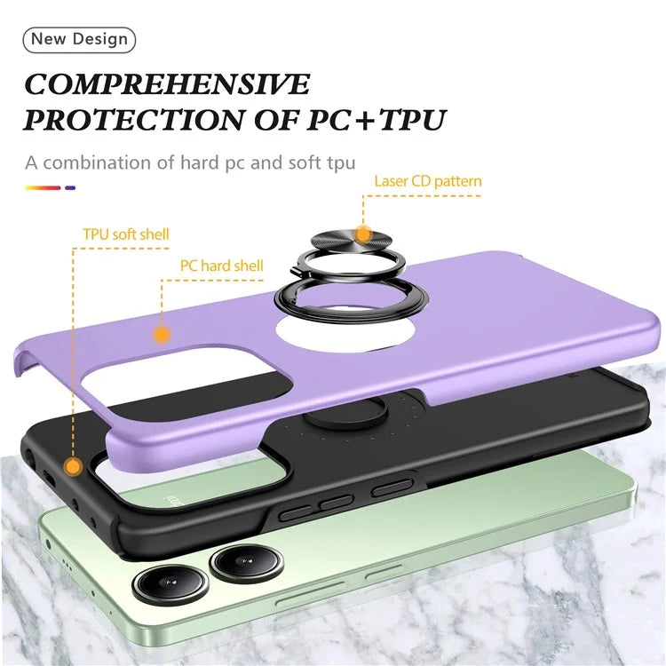 For Xiaomi Redmi Note 13 4G Case Anti-Drop PC+TPU Protective Cover with Rotary Kickstand