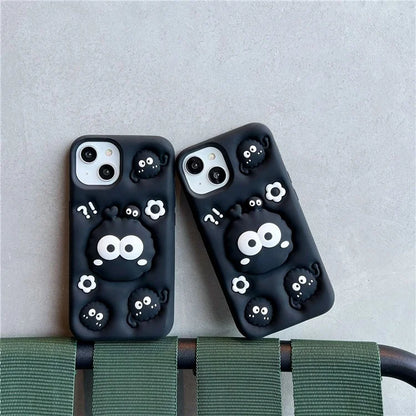 For iPhone 14 Cover Cartoon Briquette Kickstand Shockproof Silicone Phone Case