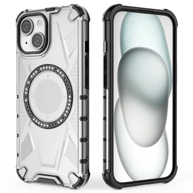 For iPhone 14 Magnetic Phone Case TPU Frame PC Back Hybrid Phone Cover