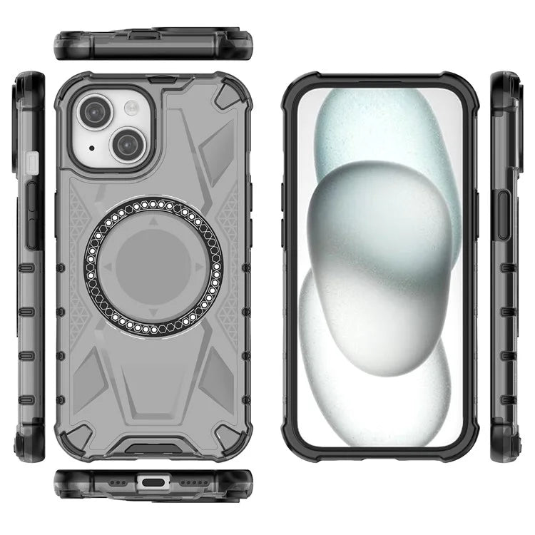 For iPhone 14 Magnetic Phone Case TPU Frame PC Back Hybrid Phone Cover