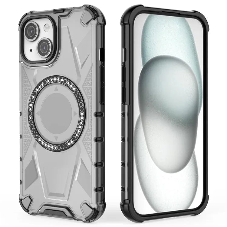 For iPhone 14 Magnetic Phone Case TPU Frame PC Back Hybrid Phone Cover