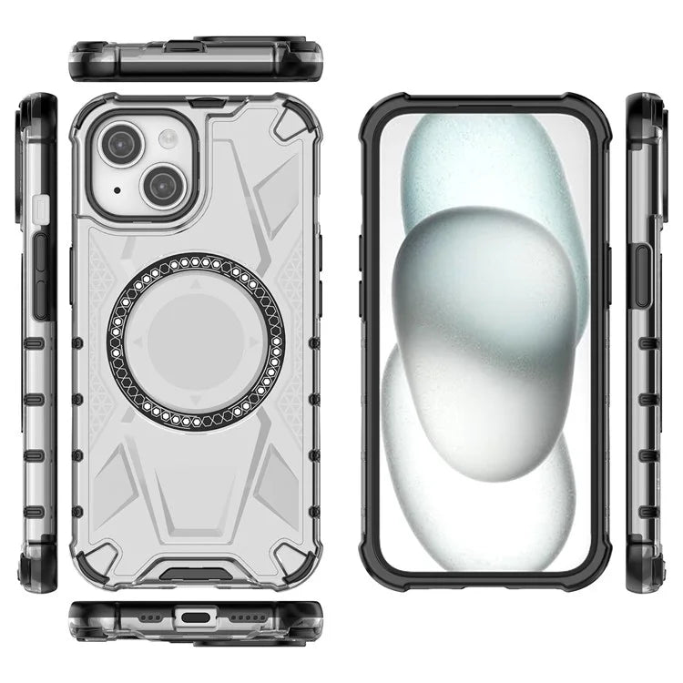 For iPhone 14 Magnetic Phone Case TPU Frame PC Back Hybrid Phone Cover