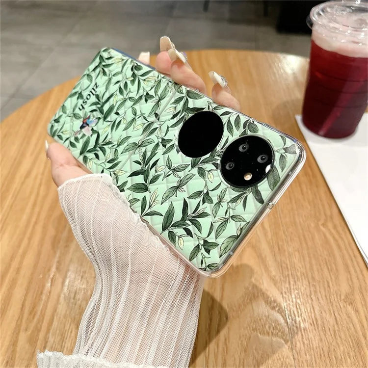 For Huawei Pocket 2 Case Leaves Pattern Leather+PC Folding Phone Cover
