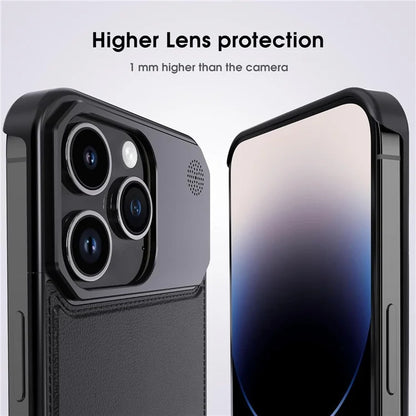 For iPhone 13 Pro Case Compatible with MagSafe Leather+Aluminium Alloy Aromatherapy Phone Cover