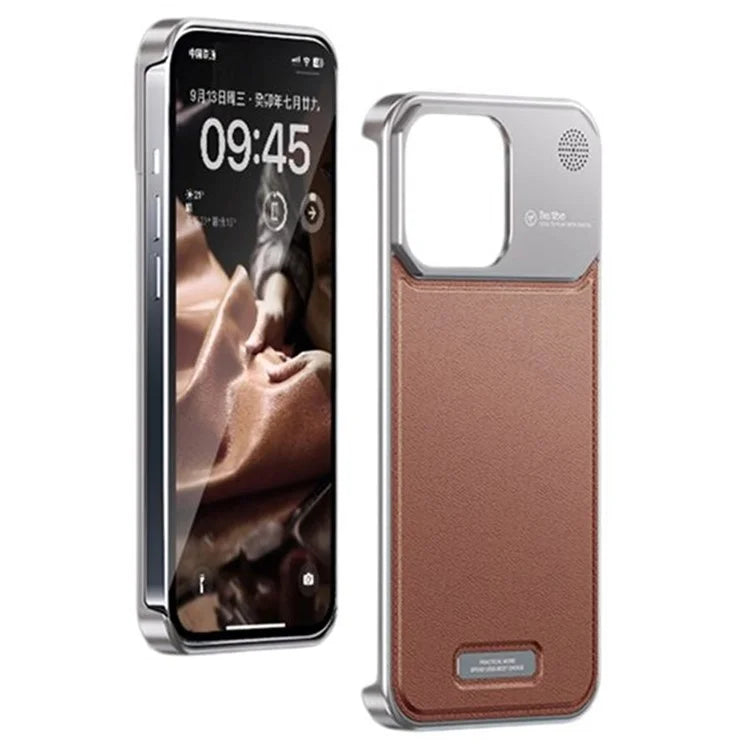 For iPhone 13 Pro Case Compatible with MagSafe Leather+Aluminium Alloy Aromatherapy Phone Cover