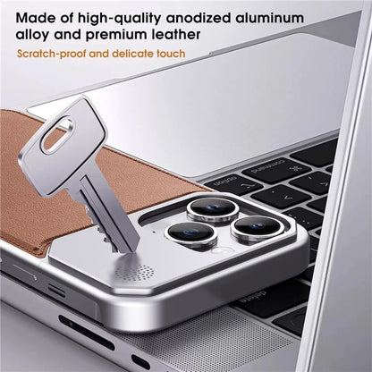 For iPhone 13 Pro Max Magnetic Case Leather+Aluminium Alloy Borderless Aromatherapy Phone Cover