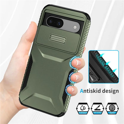 For Google Pixel 8a Case TPU+PC Phone Cover with Slide Lens Lid