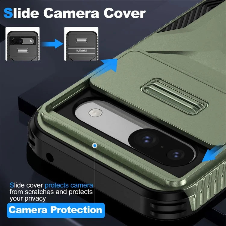 For Google Pixel 8a Case TPU+PC Phone Cover with Slide Lens Lid