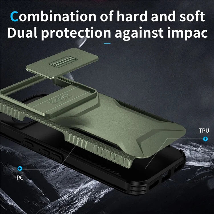 For Google Pixel 8a Case TPU+PC Phone Cover with Slide Lens Lid