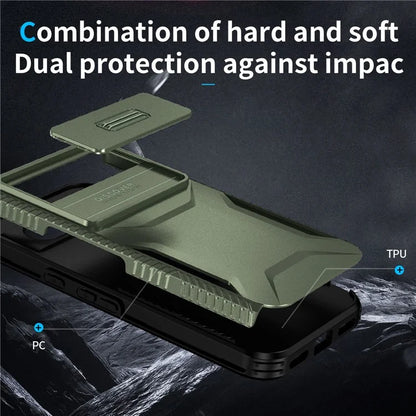 For Google Pixel 8a Case TPU+PC Phone Cover with Slide Lens Lid