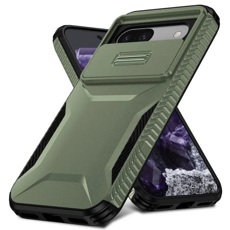For Google Pixel 8a Case TPU+PC Phone Cover with Slide Lens Lid
