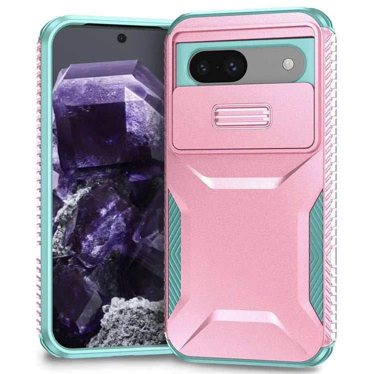 For Google Pixel 8a Case TPU+PC Phone Cover with Slide Lens Lid