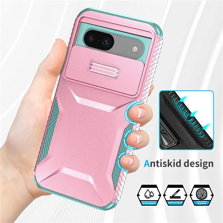 For Google Pixel 8a Case TPU+PC Phone Cover with Slide Lens Lid