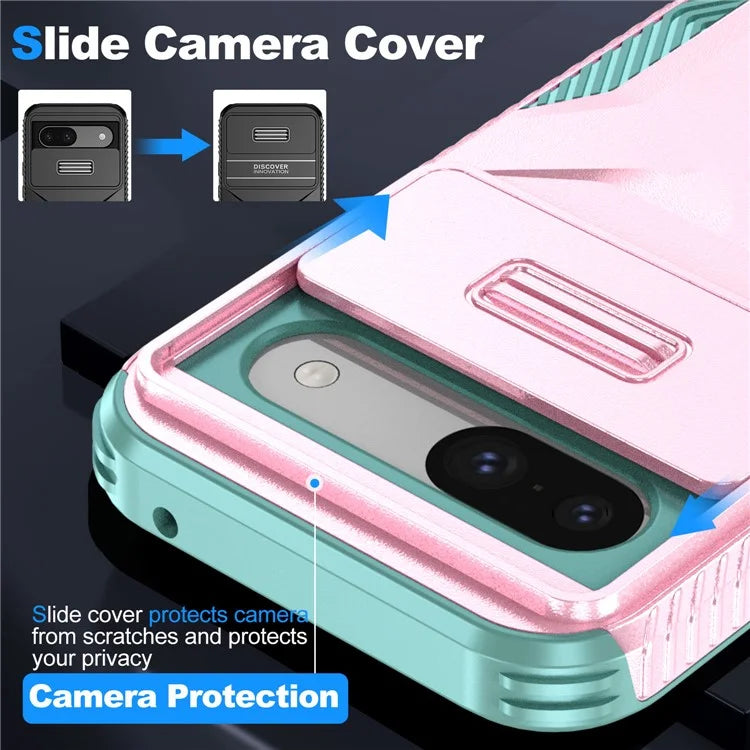 For Google Pixel 8a Case TPU+PC Phone Cover with Slide Lens Lid