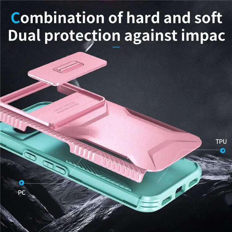 For Google Pixel 8a Case TPU+PC Phone Cover with Slide Lens Lid