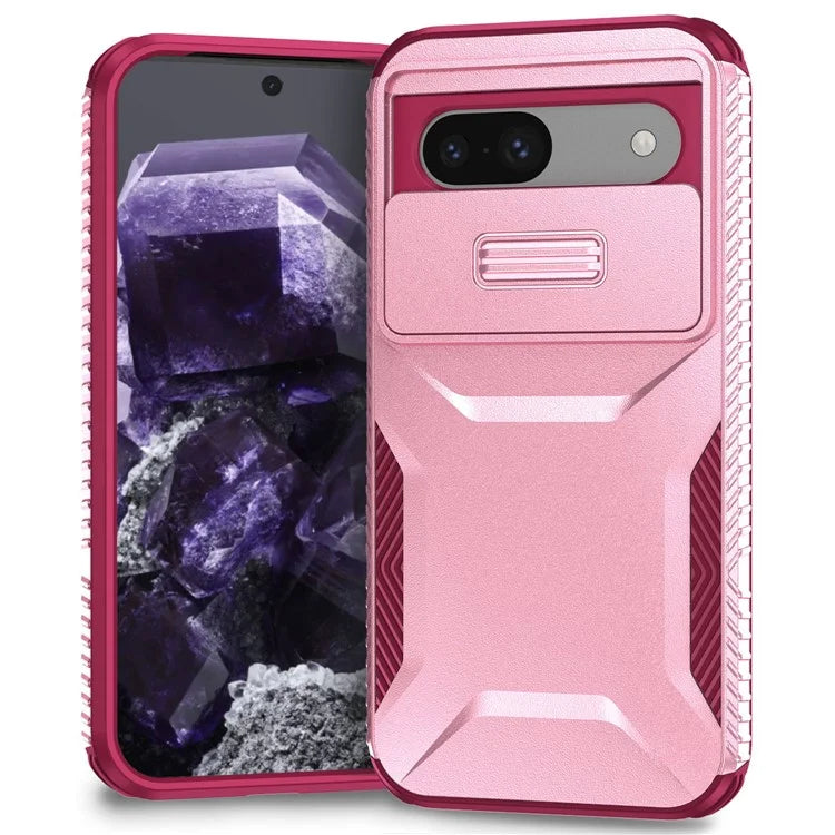 For Google Pixel 8a Case TPU+PC Phone Cover with Slide Lens Lid