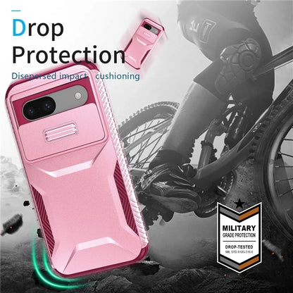 For Google Pixel 8a Case TPU+PC Phone Cover with Slide Lens Lid
